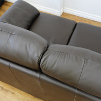78×38×38–Inch Dark Brown 3-Seater Sofa – Italian Leather, Wide Arms