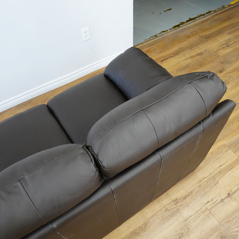78×38×38–Inch Dark Brown 3-Seater Sofa – Italian Leather, Wide Arms