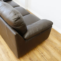 78×38×38–Inch Dark Brown 3-Seater Sofa – Italian Leather, Wide Arms