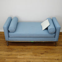 63×29×29–Inch Chaise Lounge – Blue Upholstery, Wooden Legs, 3 Cushions