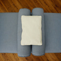 63×29×29–Inch Chaise Lounge – Blue Upholstery, Wooden Legs, 3 Cushions
