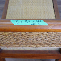 59×18×28–Inch Open Bench – Woven Rattan Seat, Wooden Frame