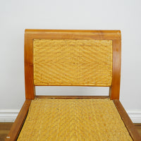 59×18×28–Inch Open Bench – Woven Rattan Seat, Wooden Frame