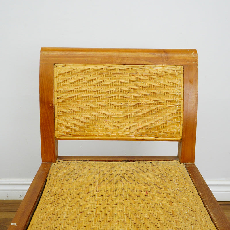 59×18×28–Inch Open Bench – Woven Rattan Seat, Wooden Frame