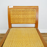 59×18×28–Inch Open Bench – Woven Rattan Seat, Wooden Frame