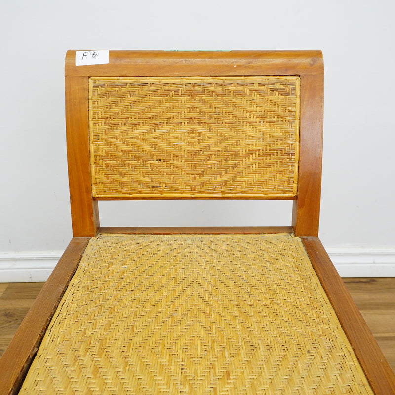 59×18×28–Inch Open Bench – Woven Rattan Seat, Wooden Frame