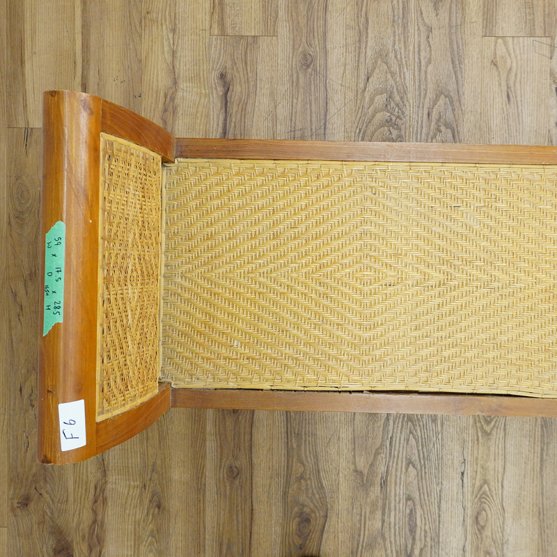 59×18×28–Inch Open Bench – Woven Rattan Seat, Wooden Frame