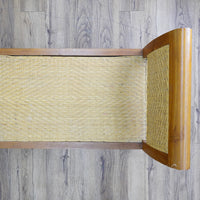 59×18×28–Inch Open Bench – Woven Rattan Seat, Wooden Frame