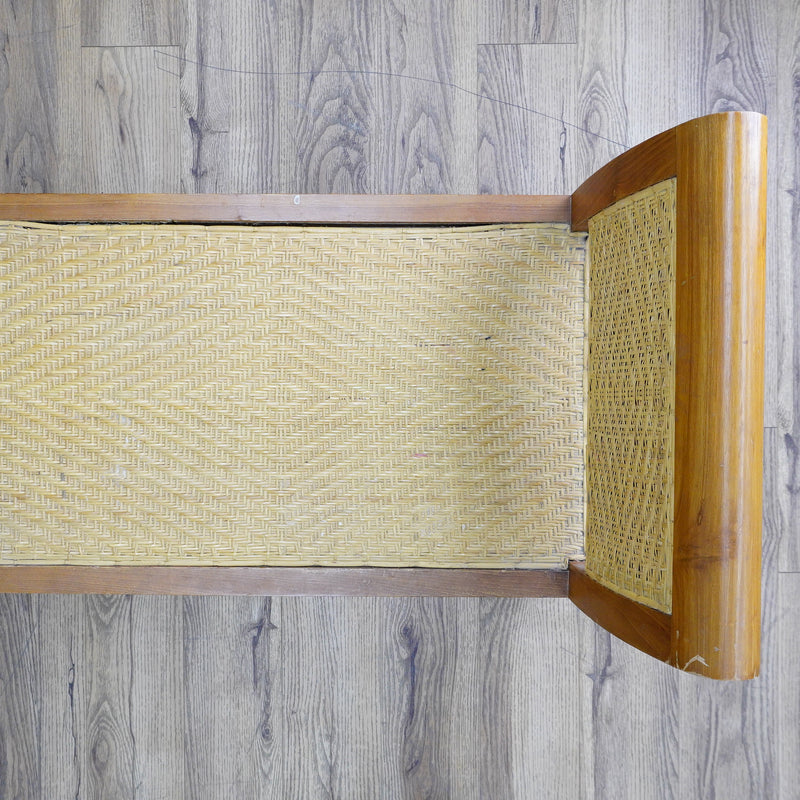 59×18×28–Inch Open Bench – Woven Rattan Seat, Wooden Frame
