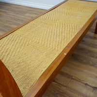 59×18×28–Inch Open Bench – Woven Rattan Seat, Wooden Frame