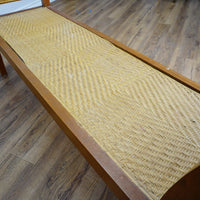 59×18×28–Inch Open Bench – Woven Rattan Seat, Wooden Frame