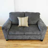 64×38×38–Inch Shadow Loveseat – Textured Upholstery, 1 Striped Pillow