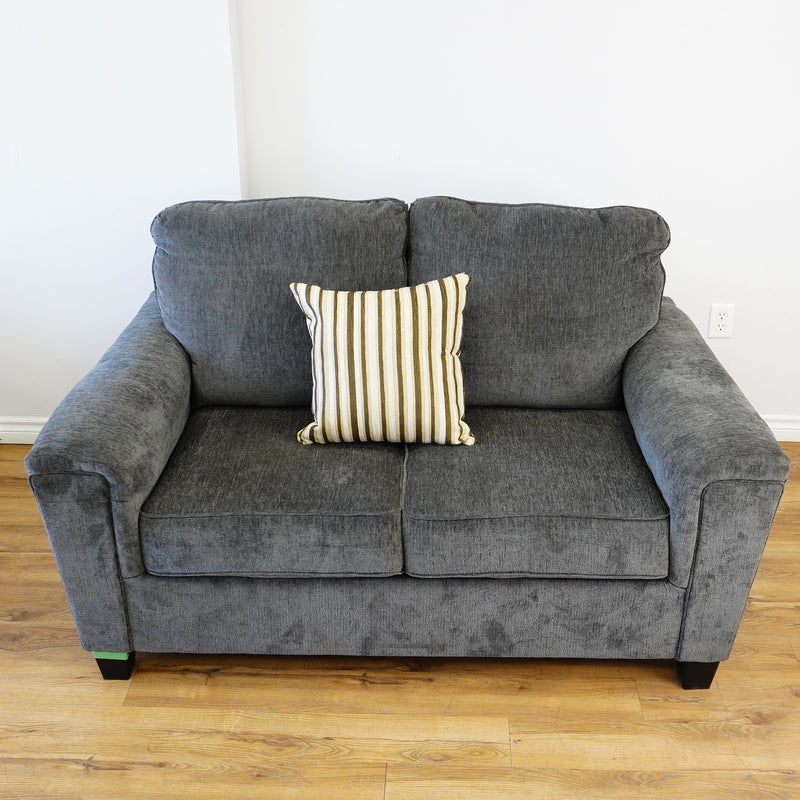 64×38×38–Inch Shadow Loveseat – Textured Upholstery, 1 Striped Pillow