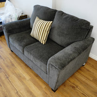 64×38×38–Inch Shadow Loveseat – Textured Upholstery, 1 Striped Pillow
