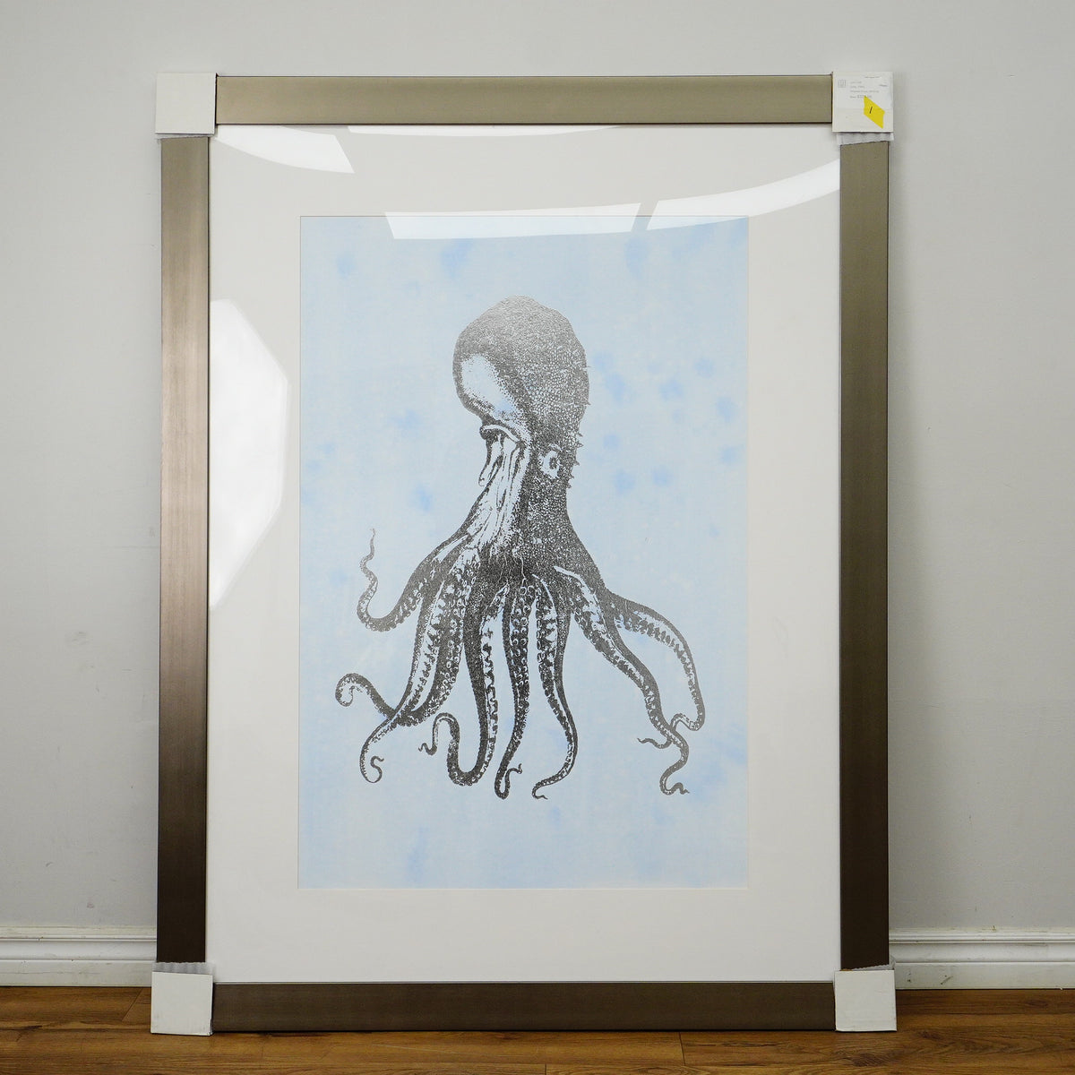 45×54–Inch Octopus Framed Print – Brushed-Metal, Metallic Accents