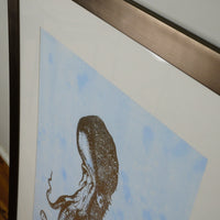 45×54–Inch Octopus Framed Print – Brushed-Metal, Metallic Accents