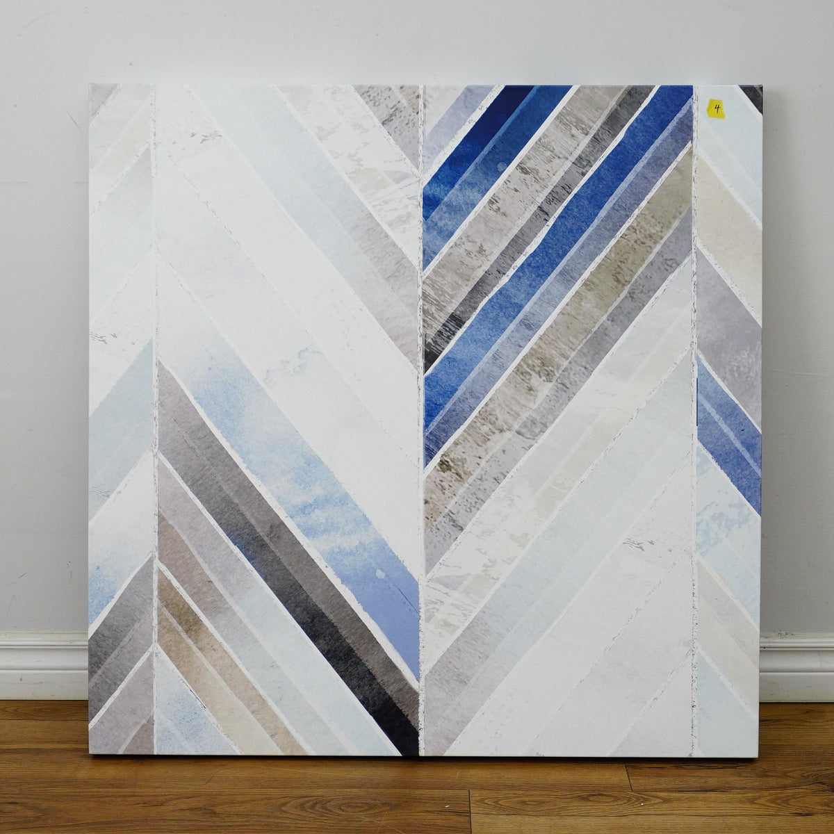 35×35–Inch Herringbone Artwork – Printed Canvas, Stretched Frame