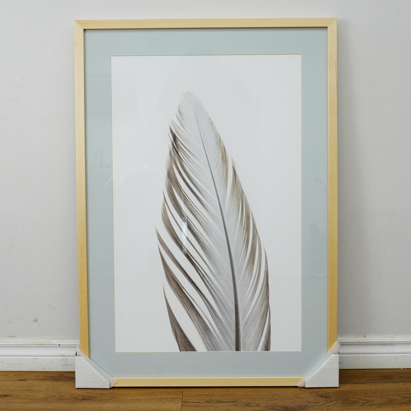28×40–Inch Feather Framed Print – Matte Paper, Light Wood Frame