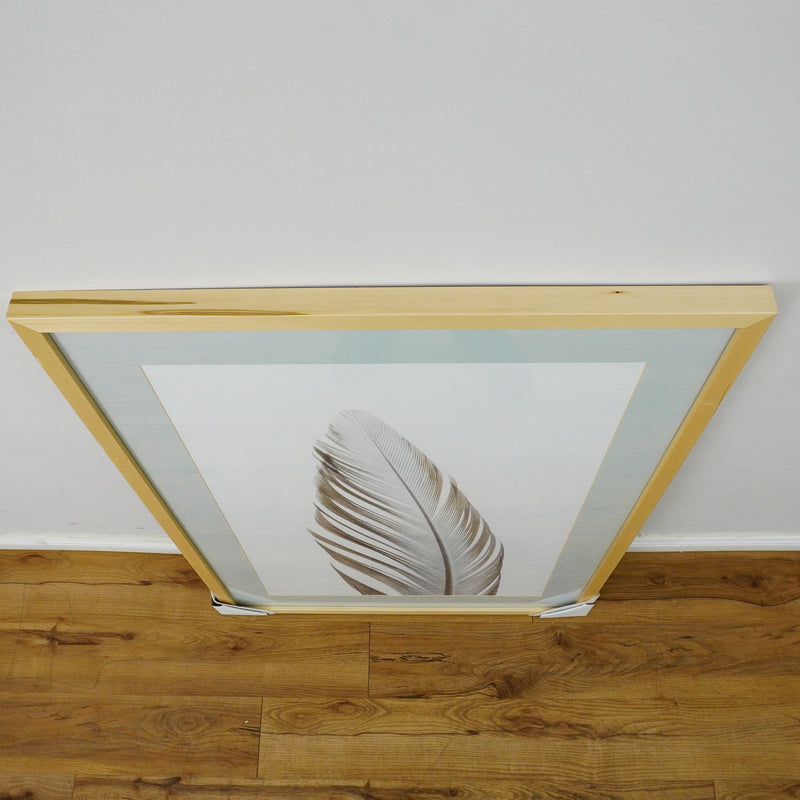 28×40–Inch Feather Framed Print – Matte Paper, Light Wood Frame