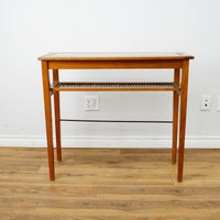 34×12×30–Inch Glass‑Top Console Table with Lower Slatted Shelf
