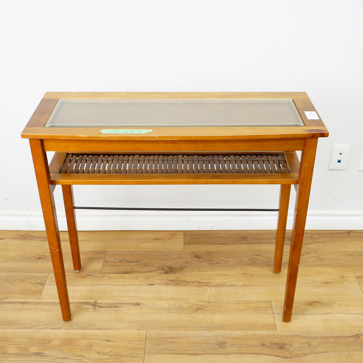 34×12×30–Inch Glass‑Top Console Table with Lower Slatted Shelf