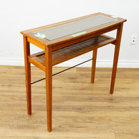 34×12×30–Inch Glass‑Top Console Table with Lower Slatted Shelf