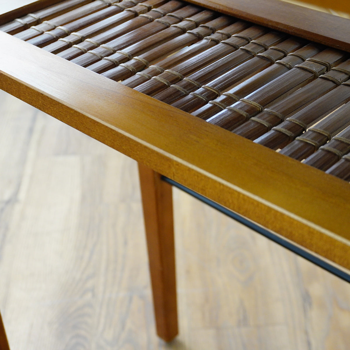 34×12×30–Inch Glass‑Top Console Table with Lower Slatted Shelf