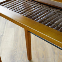 34×12×30–Inch Glass‑Top Console Table with Lower Slatted Shelf