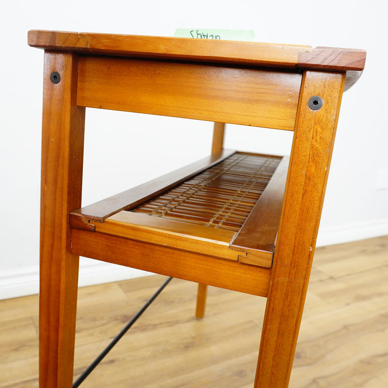 34×12×30–Inch Glass‑Top Console Table with Lower Slatted Shelf