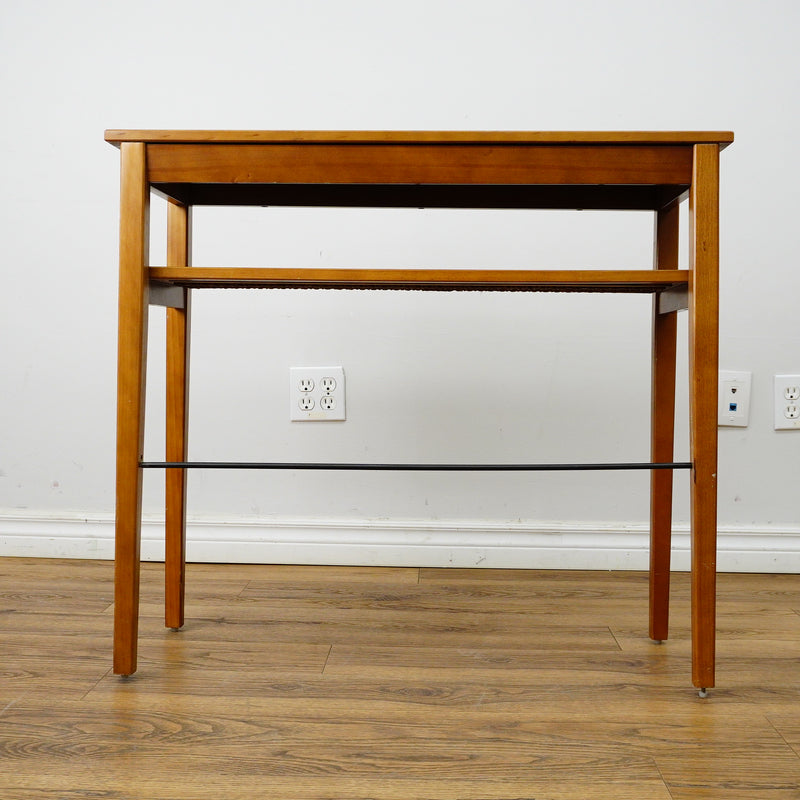 34×12×30–Inch Glass‑Top Console Table with Lower Slatted Shelf