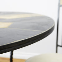 Round Mosaic Bistro Set | 2 Patio Chairs + 36" Table | Wrought Iron + Stone