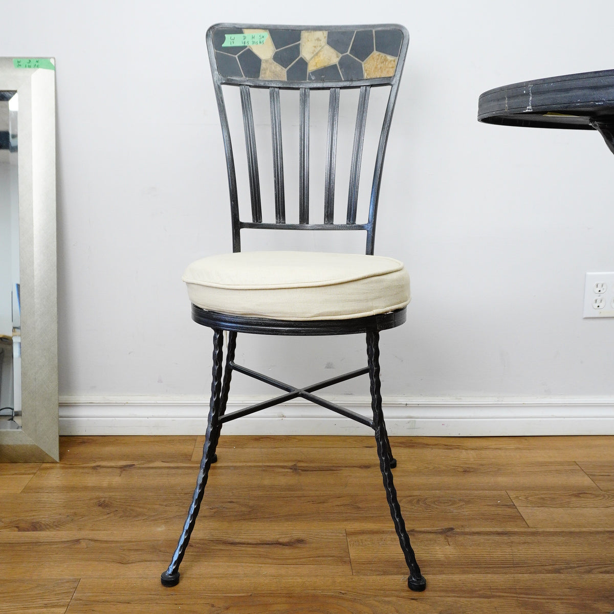 Round Mosaic Bistro Set | 2 Patio Chairs + 36" Table | Wrought Iron + Stone