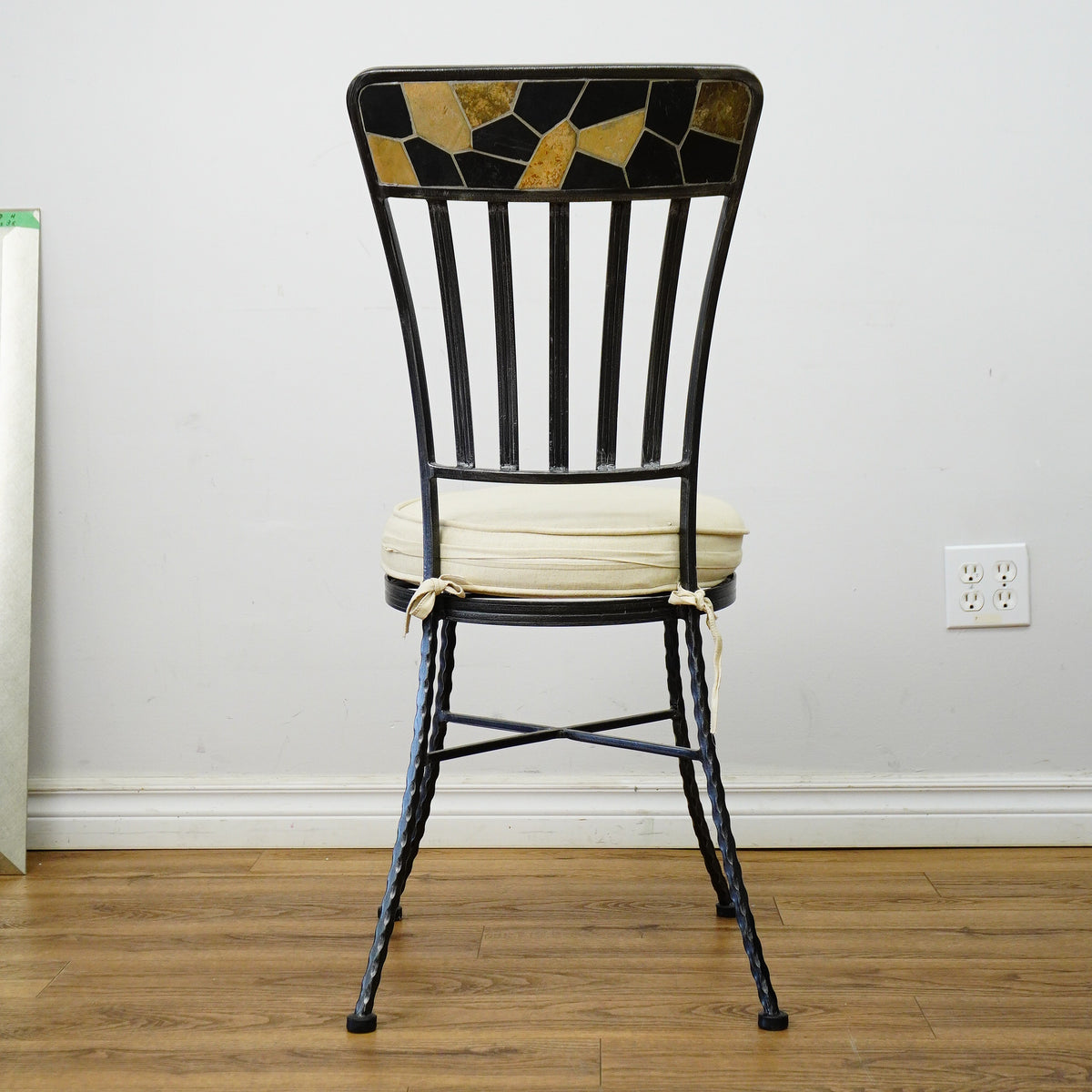 Round Mosaic Bistro Set | 2 Patio Chairs + 36" Table | Wrought Iron + Stone