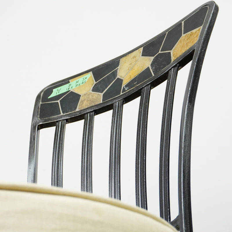 Round Mosaic Bistro Set | 2 Patio Chairs + 36" Table | Wrought Iron + Stone