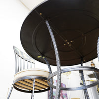 Round Mosaic Bistro Set | 2 Patio Chairs + 36" Table | Wrought Iron + Stone