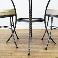 Round Mosaic Bistro Set | 2 Patio Chairs + 36" Table | Wrought Iron + Stone