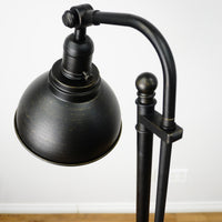 57-67" Adjustable Industrial Floor Lamp – Matte Black, Metal Dome Shade