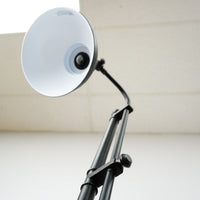 57-67" Adjustable Industrial Floor Lamp – Matte Black, Metal Dome Shade