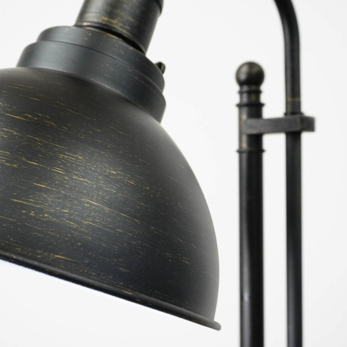 57-67" Adjustable Industrial Floor Lamp – Matte Black, Metal Dome Shade