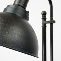 57-67" Adjustable Industrial Floor Lamp – Matte Black, Metal Dome Shade