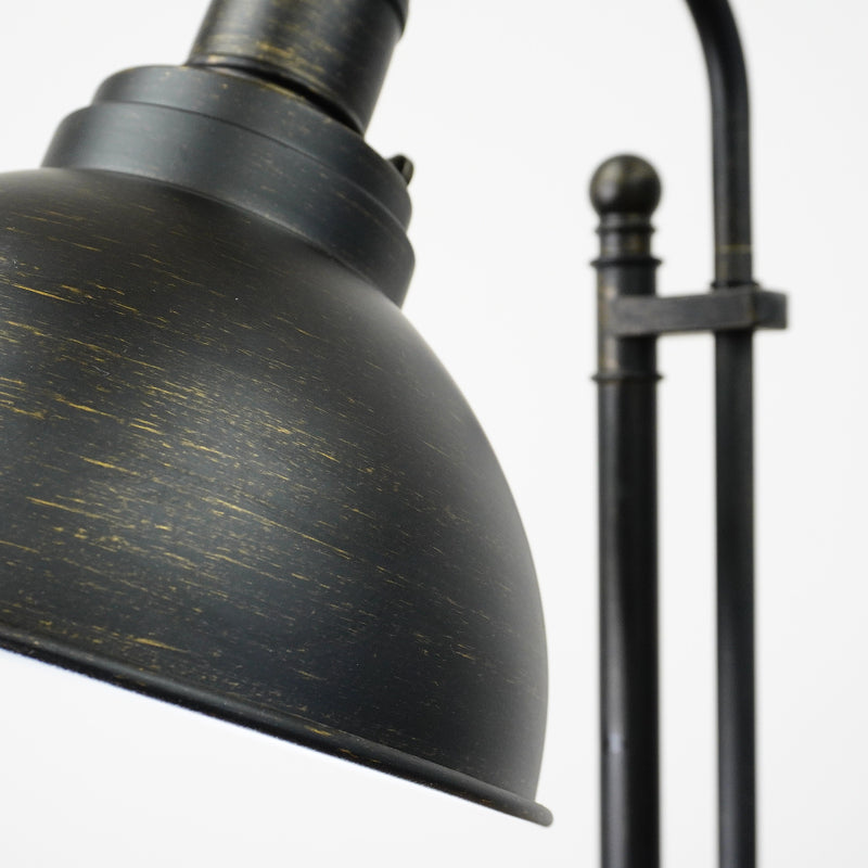 57-67" Adjustable Industrial Floor Lamp – Matte Black, Metal Dome Shade