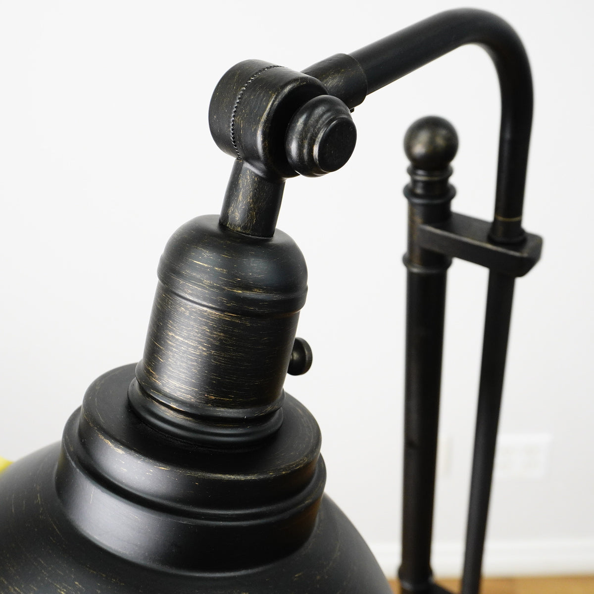 57-67" Adjustable Industrial Floor Lamp – Matte Black, Metal Dome Shade