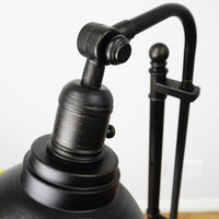 57-67" Adjustable Industrial Floor Lamp – Matte Black, Metal Dome Shade