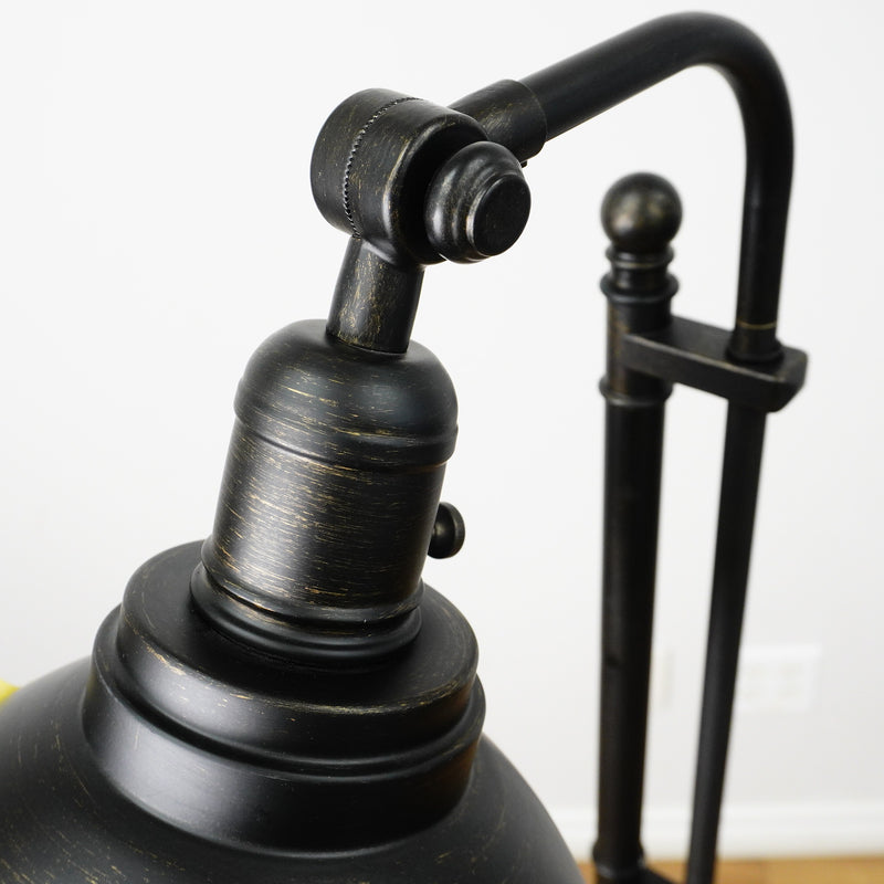 57-67" Adjustable Industrial Floor Lamp – Matte Black, Metal Dome Shade
