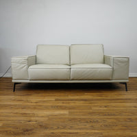 81×41×28–Inch Soft Grey Sofa – Italian Leather | Chrome Legs | 2-Seat