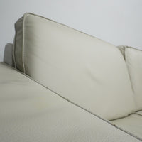 81×41×28–Inch Soft Grey Sofa – Italian Leather | Chrome Legs | 2-Seat