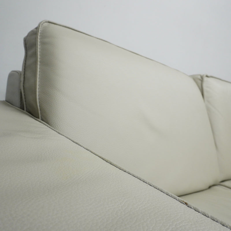 81×41×28–Inch Soft Grey Sofa – Italian Leather | Chrome Legs | 2-Seat