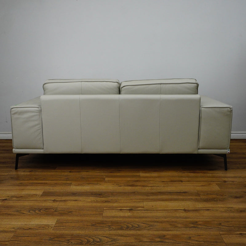 81×41×28–Inch Soft Grey Sofa – Italian Leather | Chrome Legs | 2-Seat