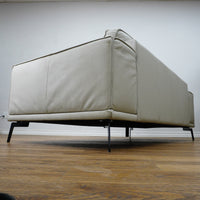 81×41×28–Inch Soft Grey Sofa – Italian Leather | Chrome Legs | 2-Seat