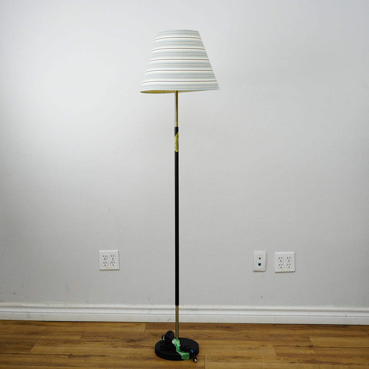 62" Floor Lamp with 11″ Round Base & 22" Striped Shade